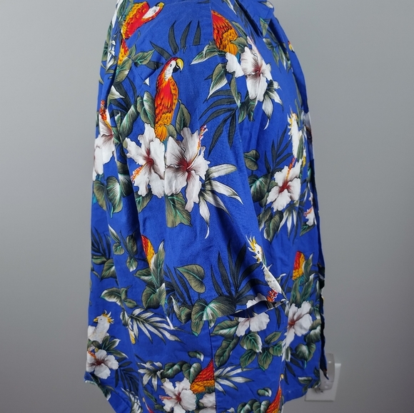 Vintage RJC Hawaiian Parrot Shirt Aloha Tropical Birds Tiki Island Flowers Sz LG - Picture 6 of 14
